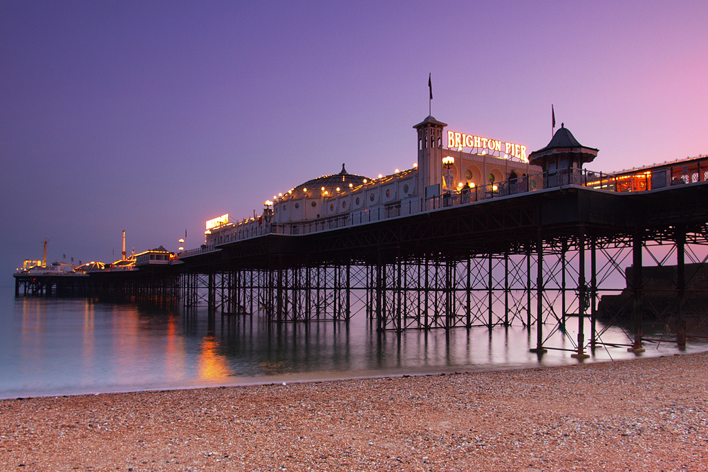 Brighton Pier at dusk along the South Coast